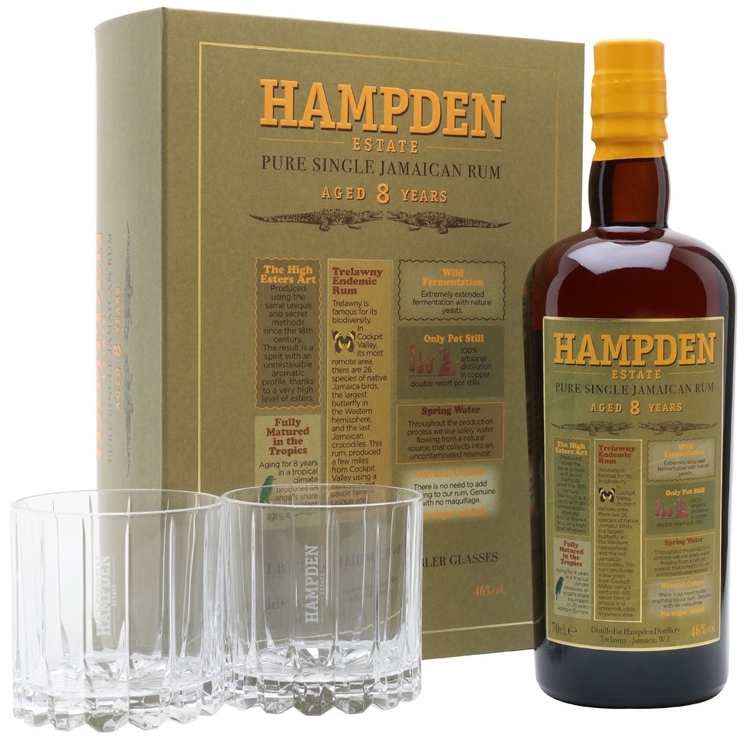 HAMPDEN ESTATE JAMAICAN RUM 8YO 46% 0,7+2 SZKLANKI