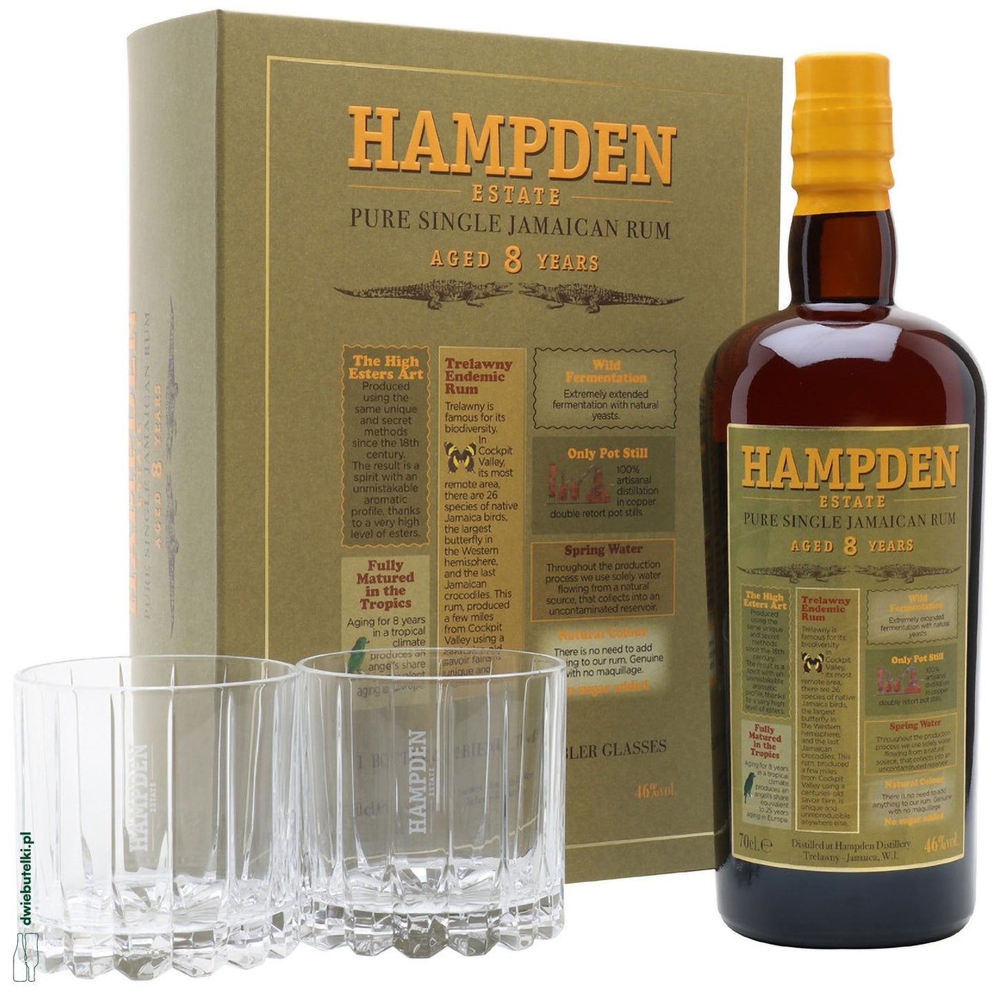 HAMPDEN ESTATE JAMAICAN RUM 8YO 46% 0,7+2 SZKLANKI