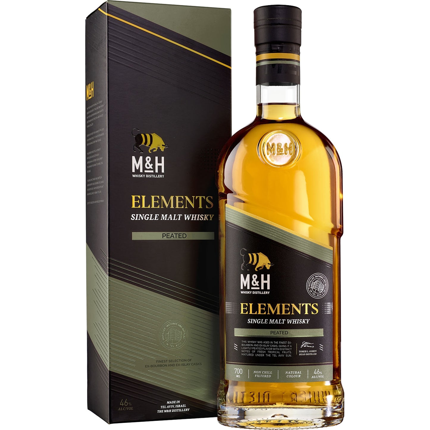 M&H ELEMENTS PEATED SINGLE MALT 0,7 46%