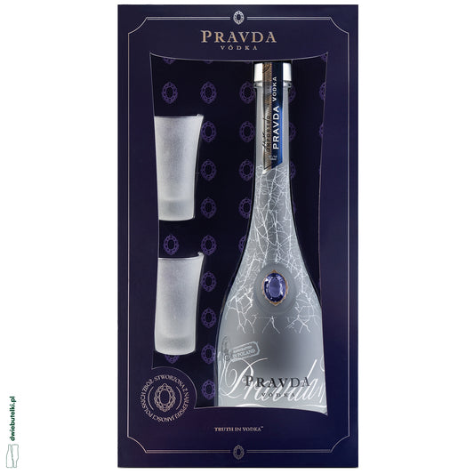 PRAVDA 0,7L+ 2 KIELISZKI SZRONIONE FROSTED GLASS