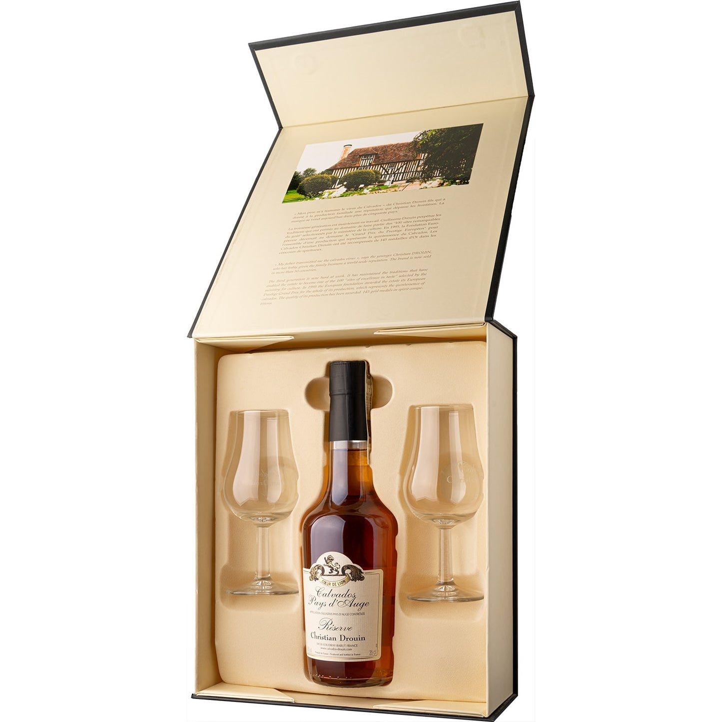 CALVADOS DROUIN RESERVE + 2 KIELISZKI
