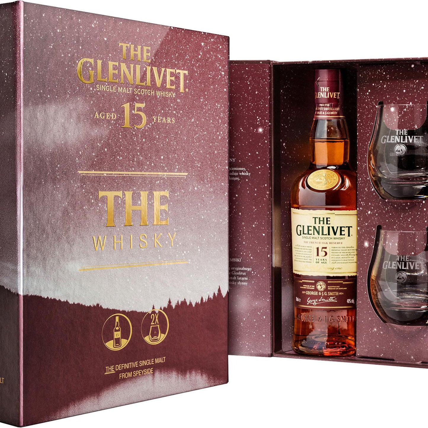 The Glenlivet 15 Yo 0,7L + Szklanki