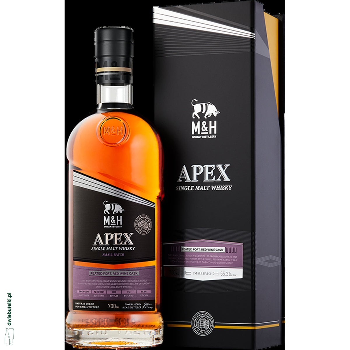 M&H APEX PEATED FORTIFIED WINE CASK SINGLE MALT 0,7 55,3%