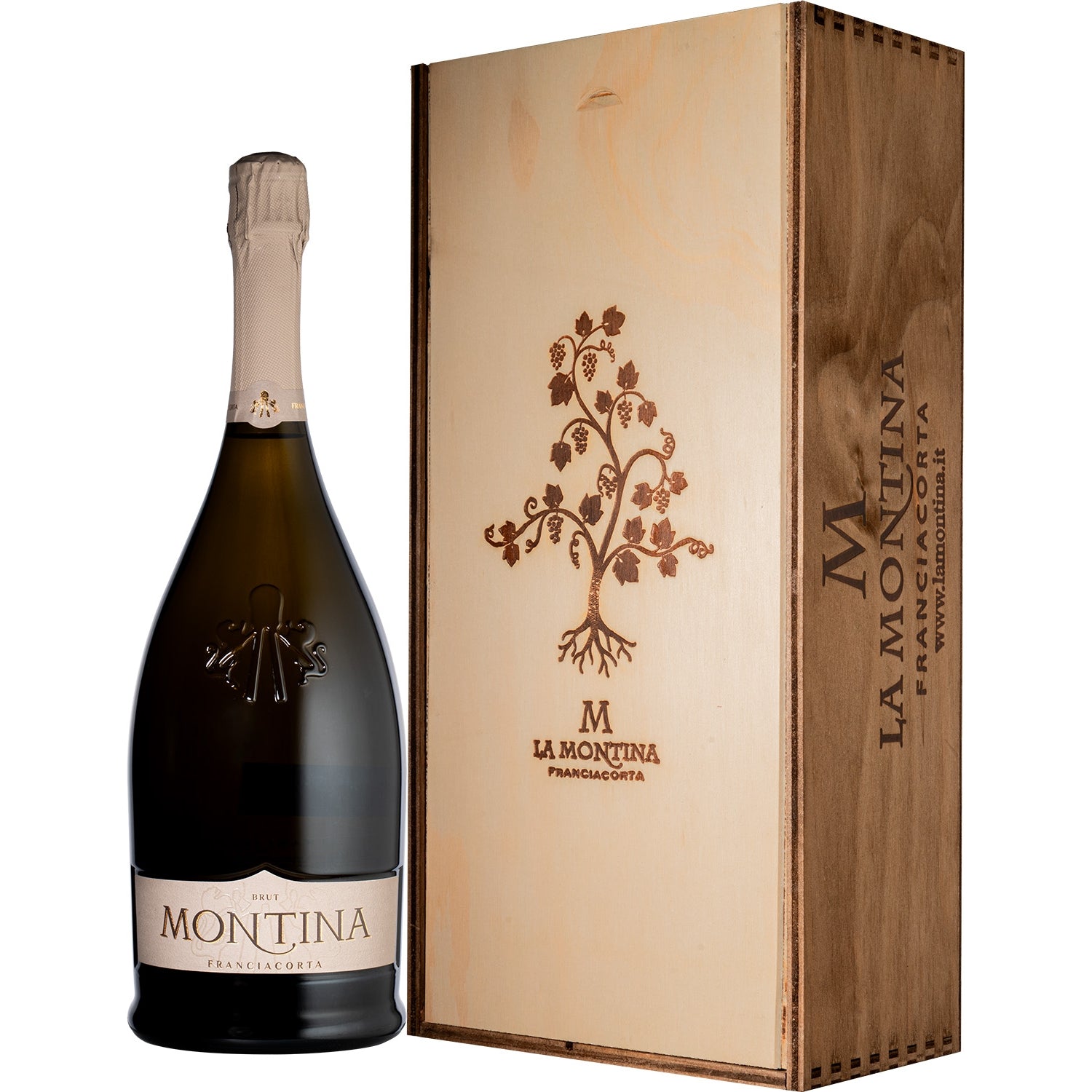 LA MONTINA BRUT 12% FRANCIACORTA 1,5L MAGNUM SKRZYNKA + KIELISZKI