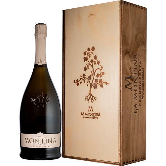 LA MONTINA BRUT 12% FRANCIACORTA 1,5L MAGNUM SKRZYNKA + KIELISZKI