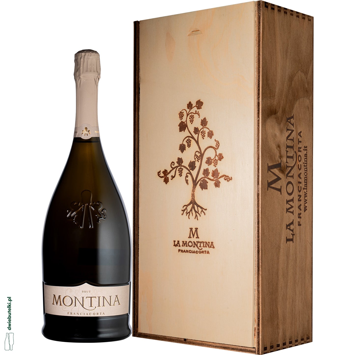 LA MONTINA BRUT 12% FRANCIACORTA 1,5L MAGNUM SKRZYNKA + KIELISZKI