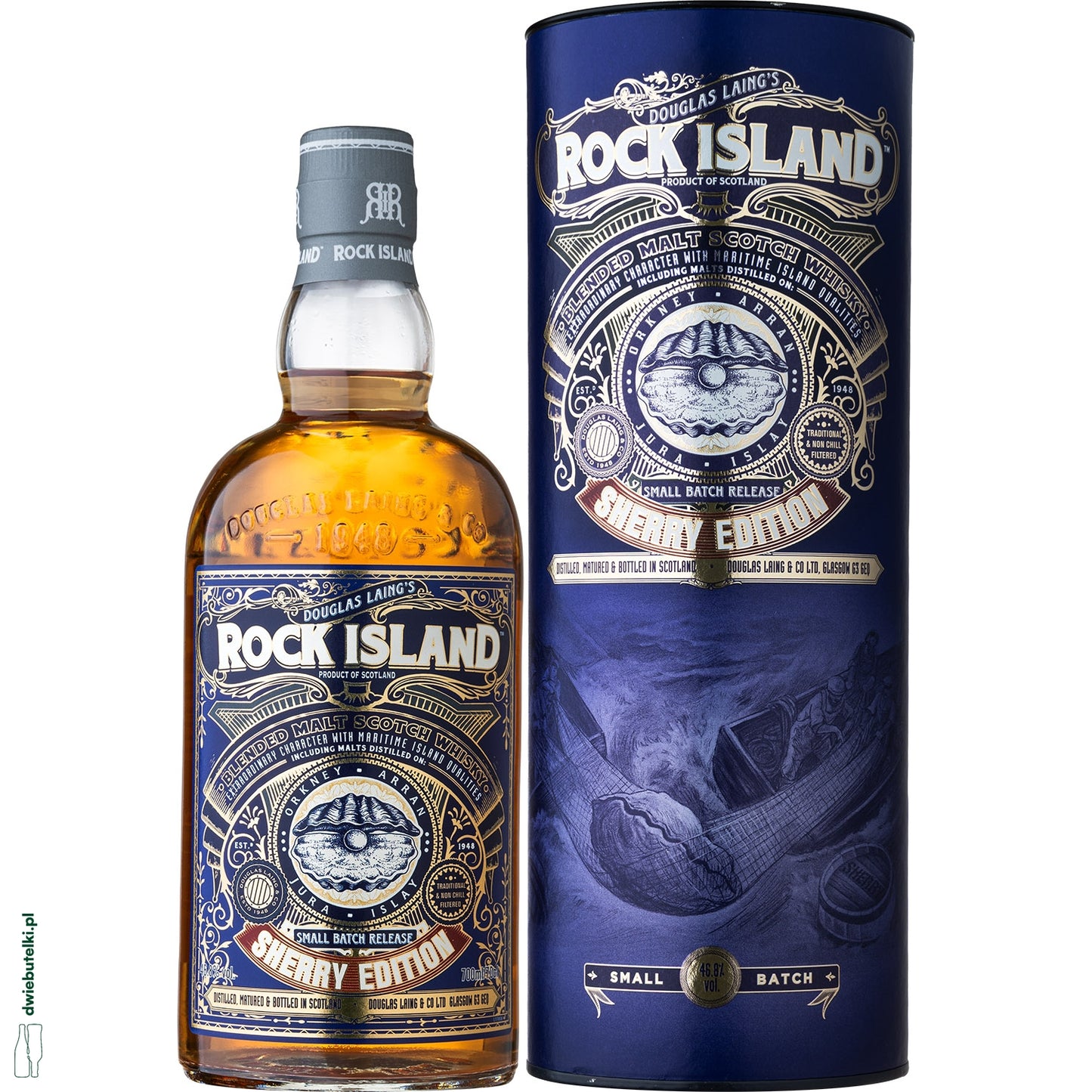 ROCK ISLAND BLENDED MALT SHERRY 0,7L 46,8% TUBA