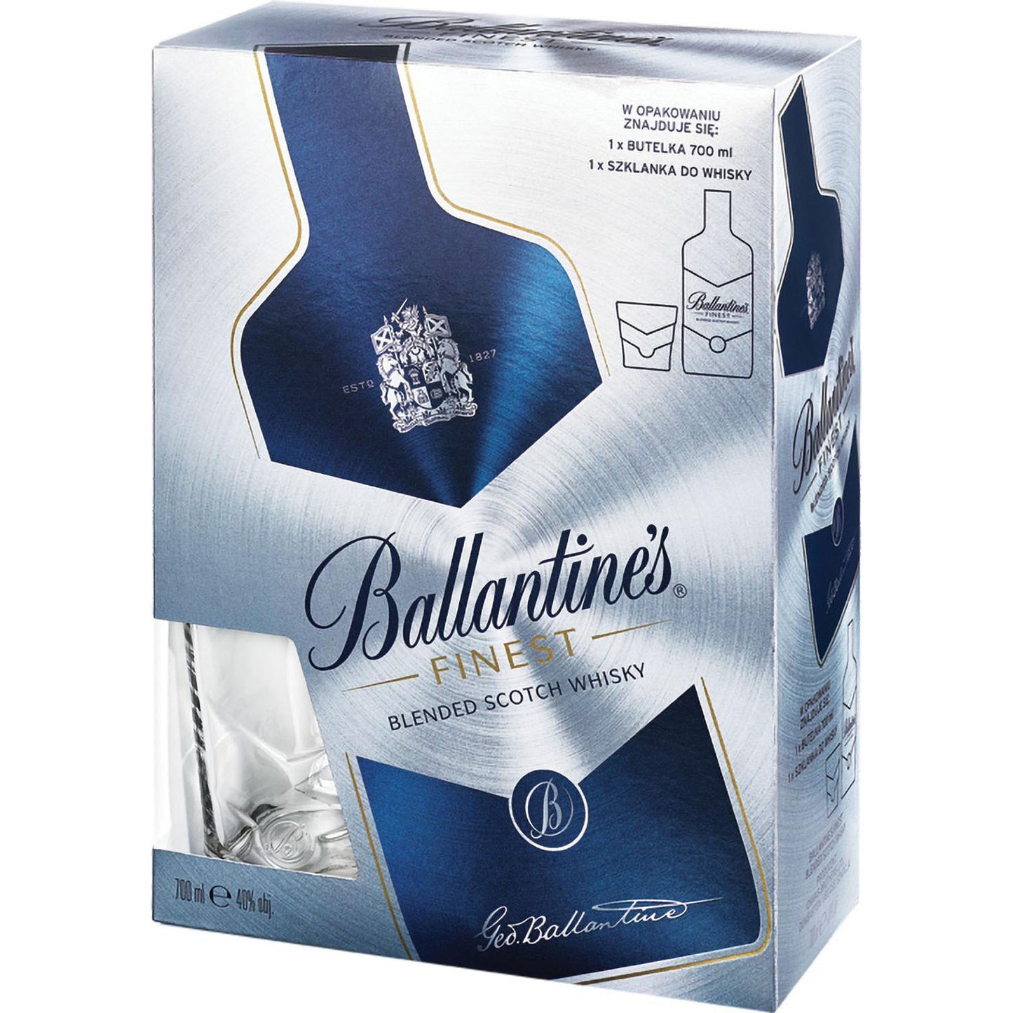 Ballantines 0,7 Kartonik + 1 Szklanka